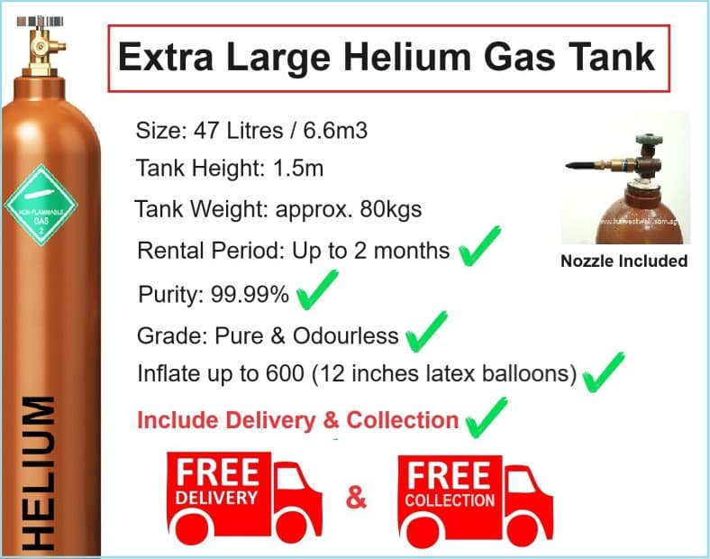 [47 Litres] Extra Large Helium Gas Tank Delivery & Collection Singapore